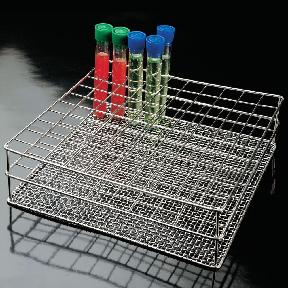 Rack stainless steel for 48 pcs. 18 mm ø test tubes 165 x 125 x 40 mm