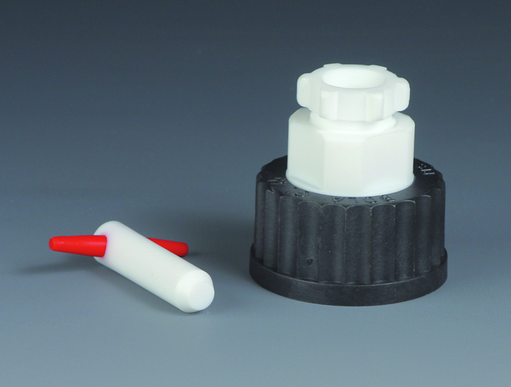 Screw cap w. holder for probe, GL45, bore 12mm, PT