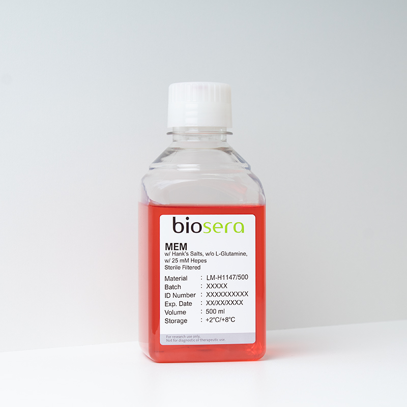 MEM w/ Hanks' Salts w/o L-Glutamine w/ 25 mM Hepes - 500ml