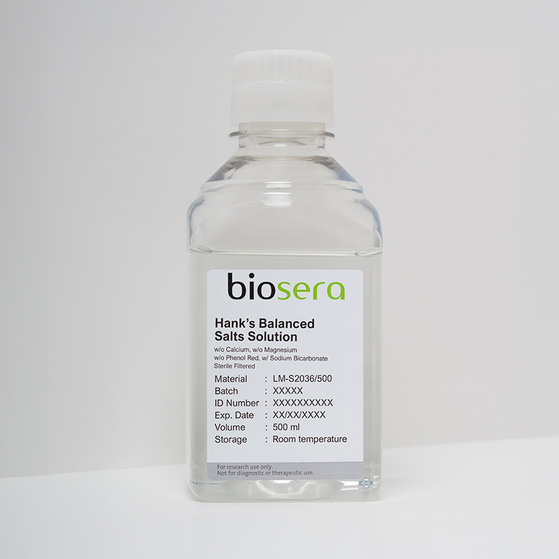 HBSS w/o Calcium w/o Magnesium w/ Sodium Bicarbonate w/o Phenol Red - 500ml