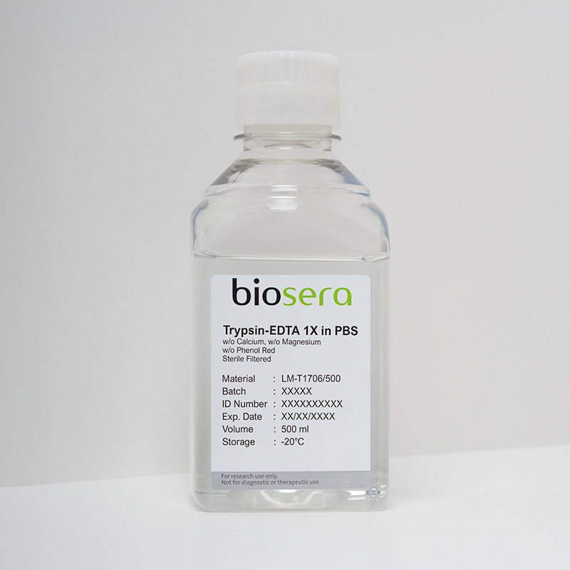 Trypsin-EDTA 1X in PBS w/o Calcium w/o Magnesium w/o Phenol Red - 500ml