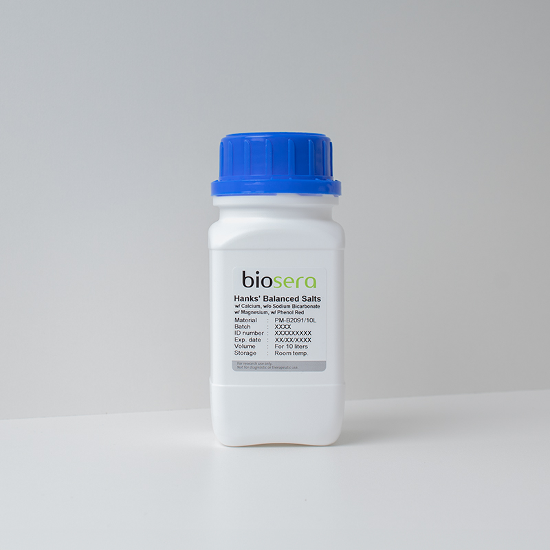 Hanks' Balanced Salts w/ Calcium w/ Magnesium w/o Sodium Bicarbonate w/ Phenol Red - For 10L