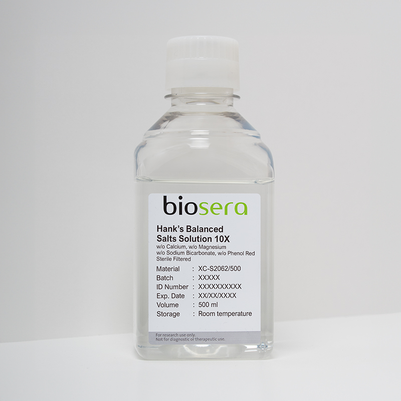 HBSS 10X w/o Calcium w/o Magnesium w/o Sodium Bicarbonate w/o Phenol Red - 500ml