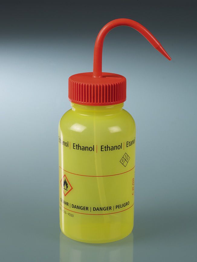 Wide-necked wash bottle "ethanol", LDPE, 500 ml