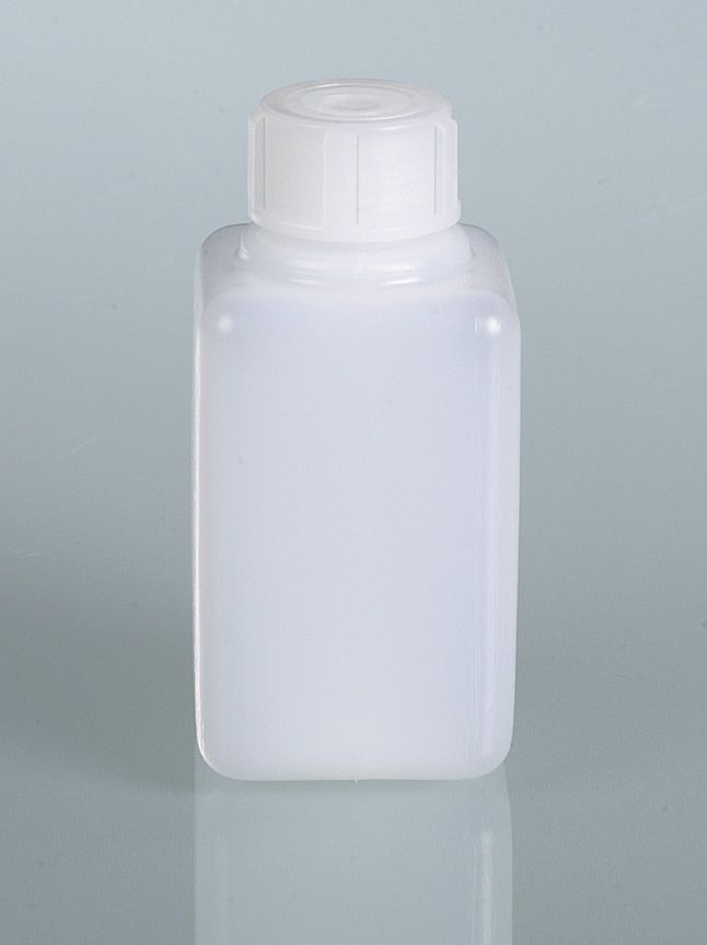 Narrow-necked square bottle, HDPE, 50 ml, w/ cap