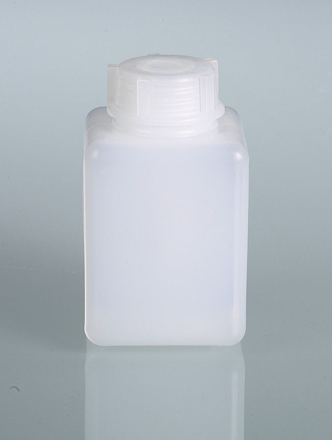 Narrow-necked square bottle, HDPE, 100 ml, w/ cap