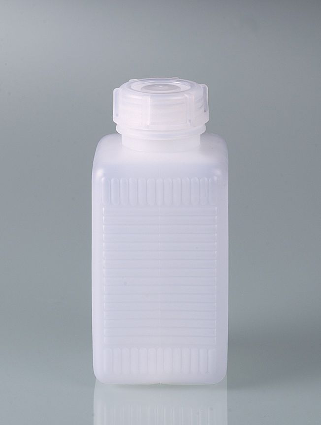 Wide-necked square bottle, HDPE, 500 ml, w/ cap