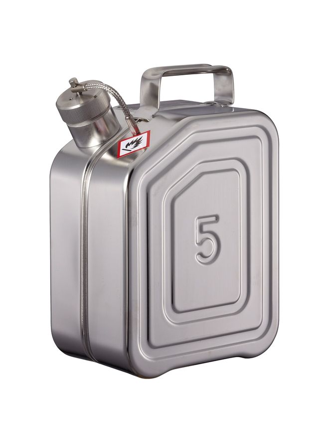 Safety jerrycan V4A w/ screw cap, pres.-relief, 5l