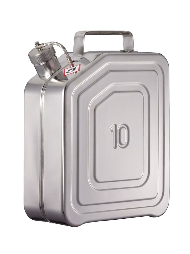 Safety jerrycan V4A, w/ screw cap, 10l