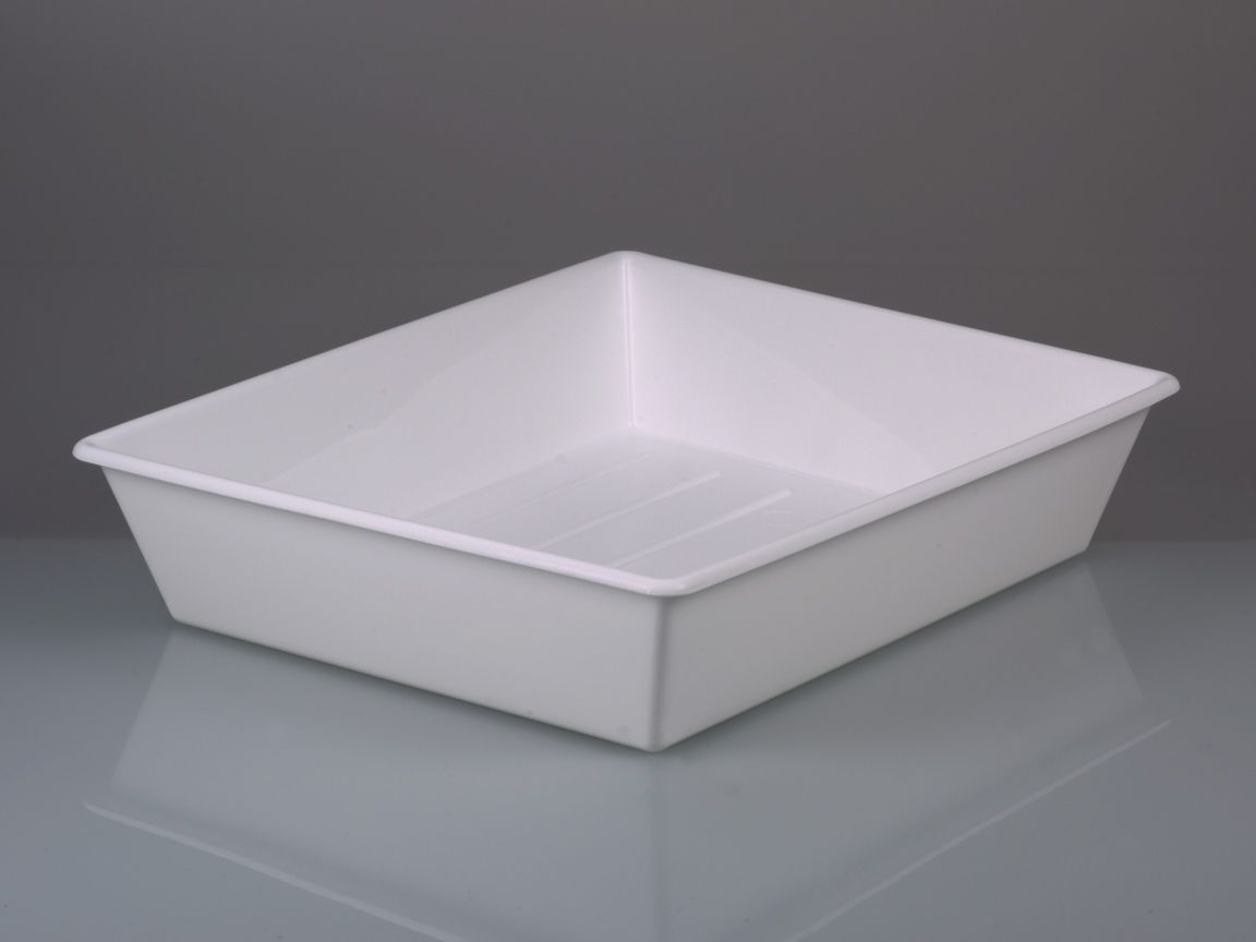 Laboratory tray, PP white, in. LxW 400x500, 21l