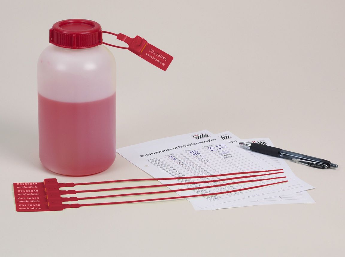 SampleSafe seal, PP/steel, red, 260x2 mm, 100 pcs