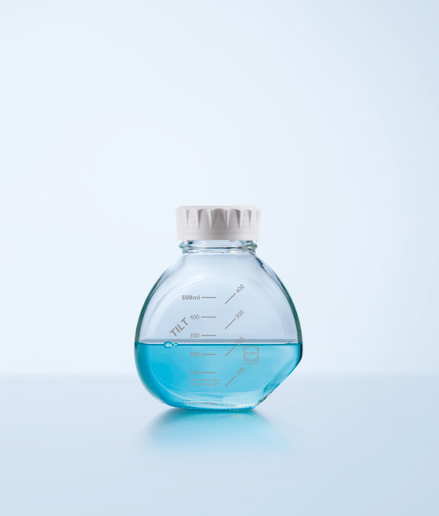 DURAN® TILT flaske GL56, kl, m. låg, 500ml, 4stk