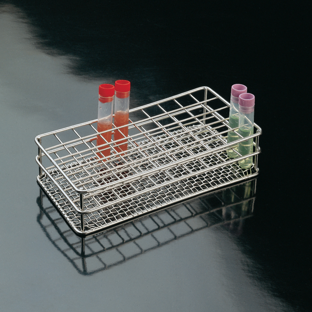 Rack stainless steel for 50 pcs. 12 mm ø test tubes 155 x 80 x 35 mm