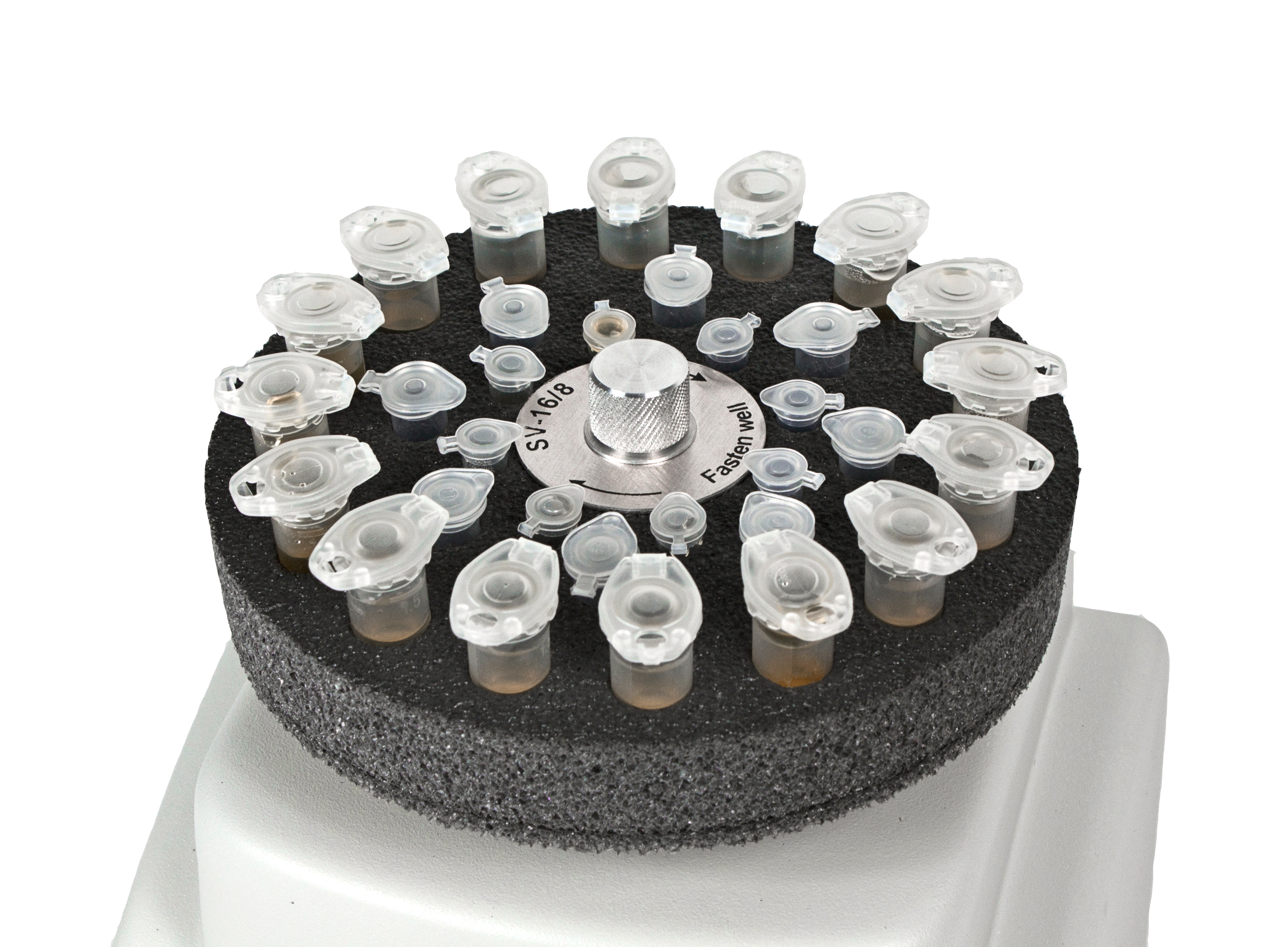 Platform with 16/8/8 sockets for 1.5/0.5/0.2 ml mi