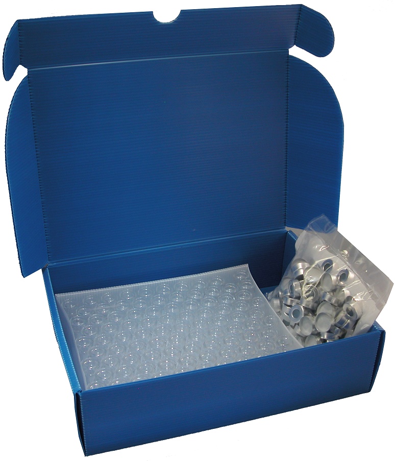 Kit, Inj.flaske 6ml Crimp+20mm Sil/PTFE, 100stk