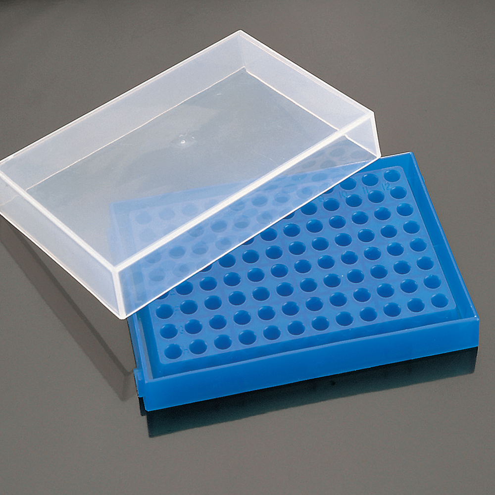 PCR rack for 96 pcs. 0.2 ml tubes or strips with cap yellow