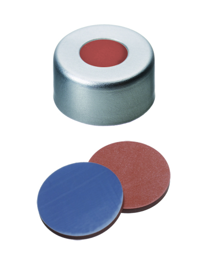 Al-kapsel 11mm, m/hul, Butyl/PTFE, 1.3mm, 100stk