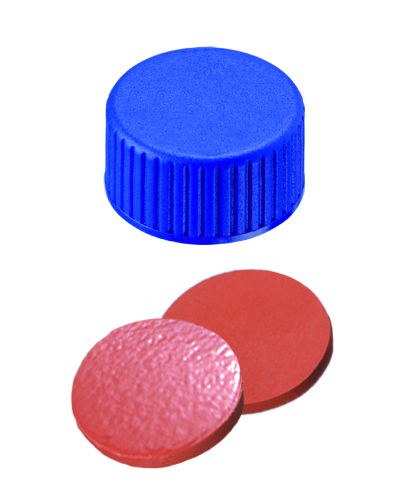 Screw cap 9 mm wo/hole, blue, rubber/TEF, 100pcs