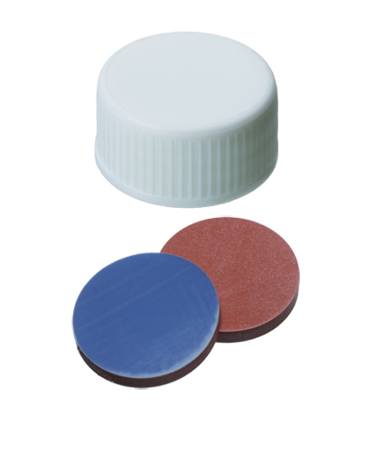 Skruelåg 24 mm u/hul, hvid, butyl/PTFE, 100stk