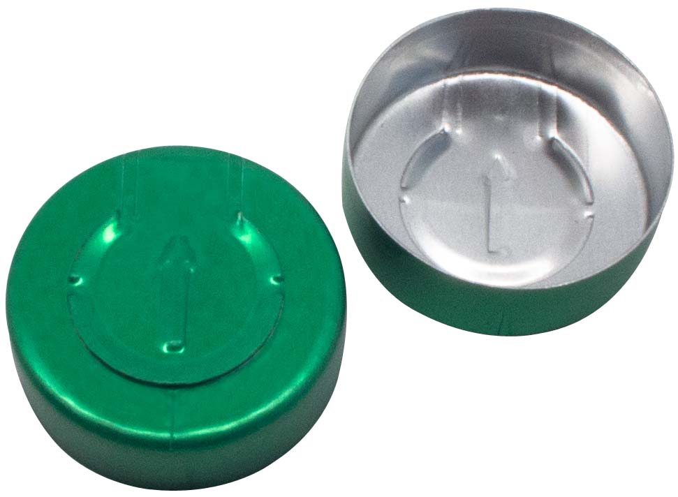 Kapsel 20mm, alu, grøn, komplet afrivning, 1000stk