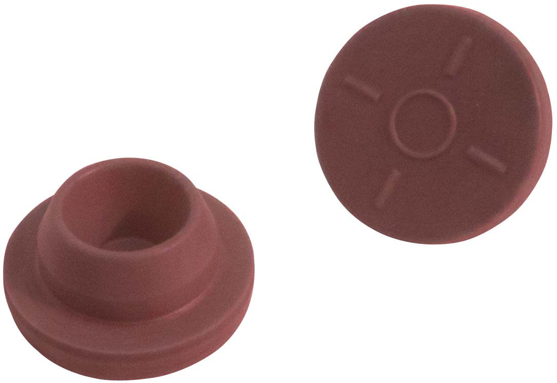 Prop for inj.fl. 20mm, b-butyl, rød-brun, 1000stk