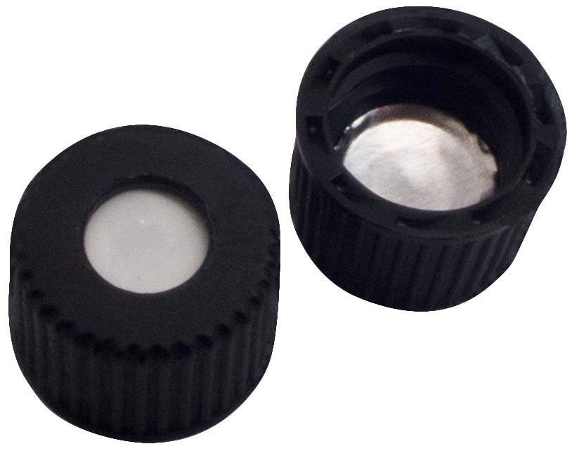 Skruelåg 8mm, sort, m/hul, Sil/Alu, 1,3mm, 100stk