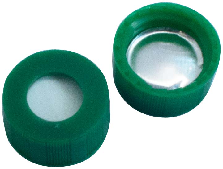 Skruelåg 9mm, grøn, m/hul, Sil/Alu, 1,0mm, 100stk