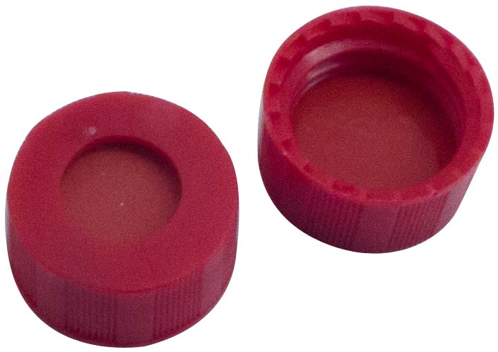 Skruelåg 9mm, rød, m/hul, G/TEF, 1,0mm, 100stk