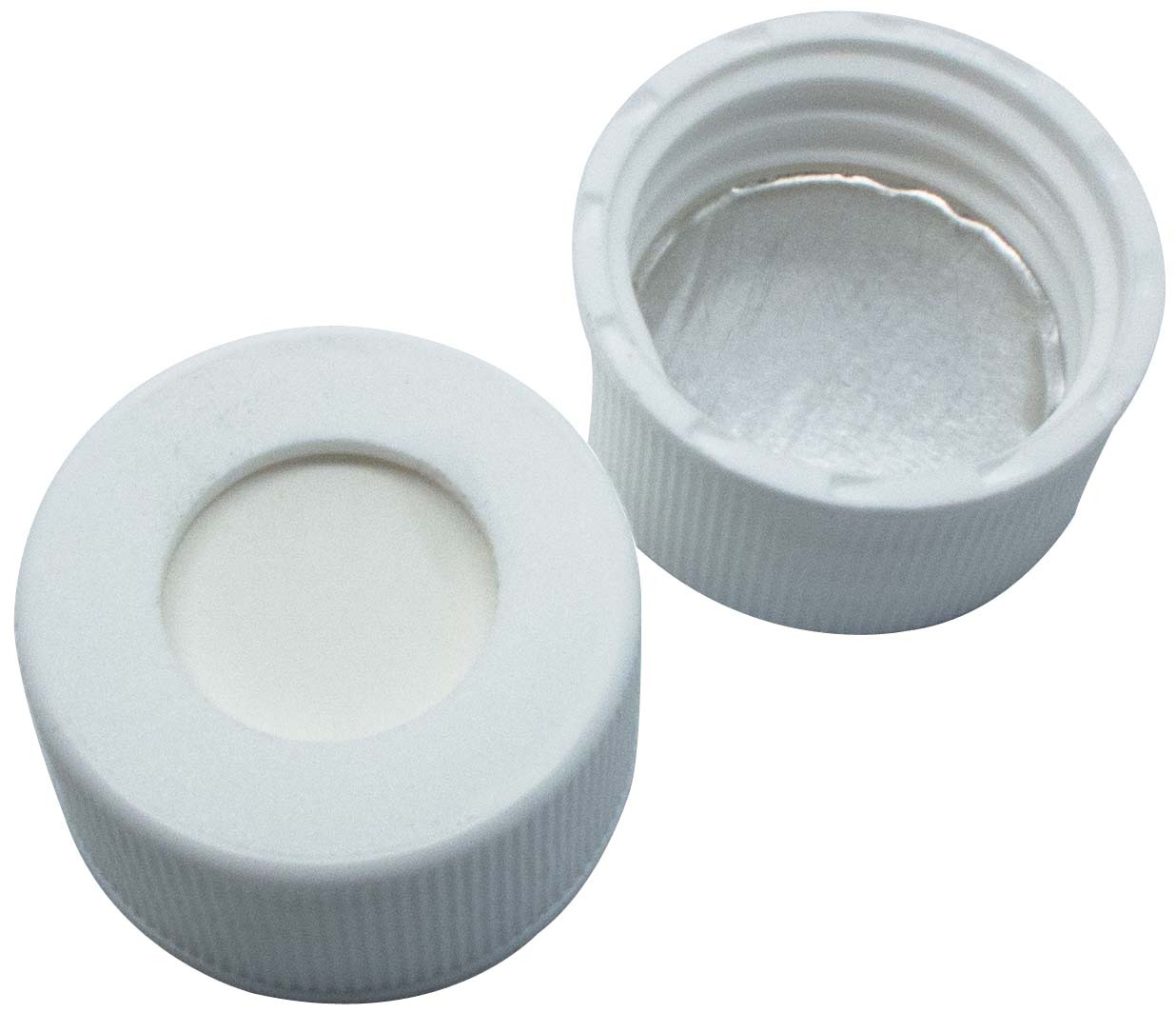 Skruelåg 24mm, hvid, m/hul, Si/Alu, 3,0mm, 100stk