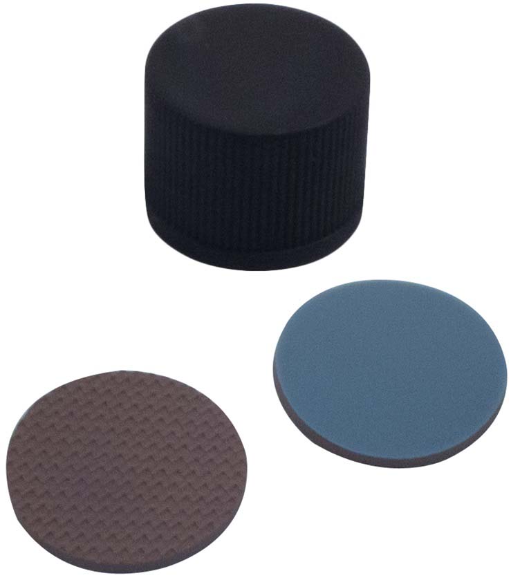 Skruelåg 13mm, sort, u/hul, B/PTFE, 1,3mm, 100stk