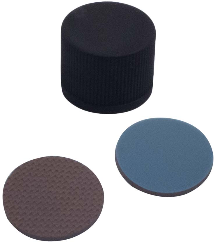 Skruelåg 15mm, sort, u/hul, B/PTFE, 1,6mm, 100stk