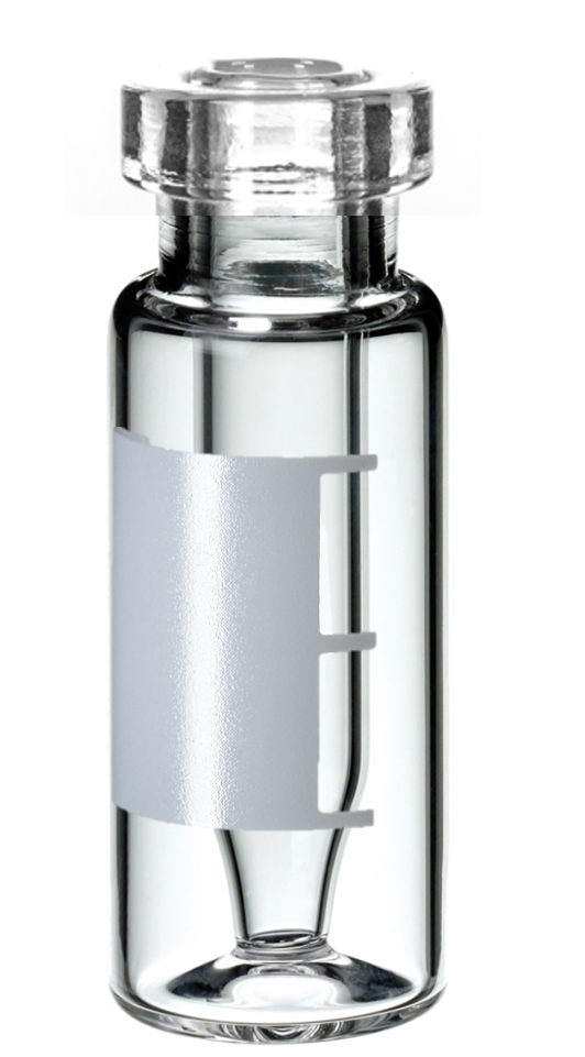 Vial med 0,3ml indsats, 11mm, klar, lb/s, 100stk