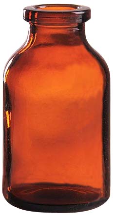 Inj.flaske 20ml, 20mm, brun, DIN/ISO, 252stk