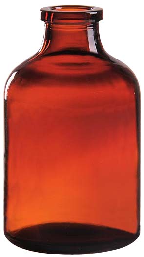 Inj.flaske 50ml, 20mm, brun, DIN/ISO, 130stk