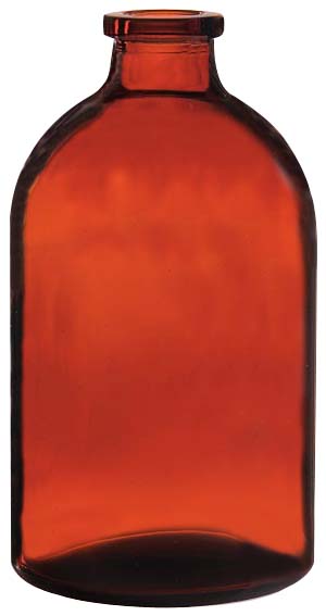 Inj.flaske 100ml, 20mm, brun, DIN/ISO, 88stk