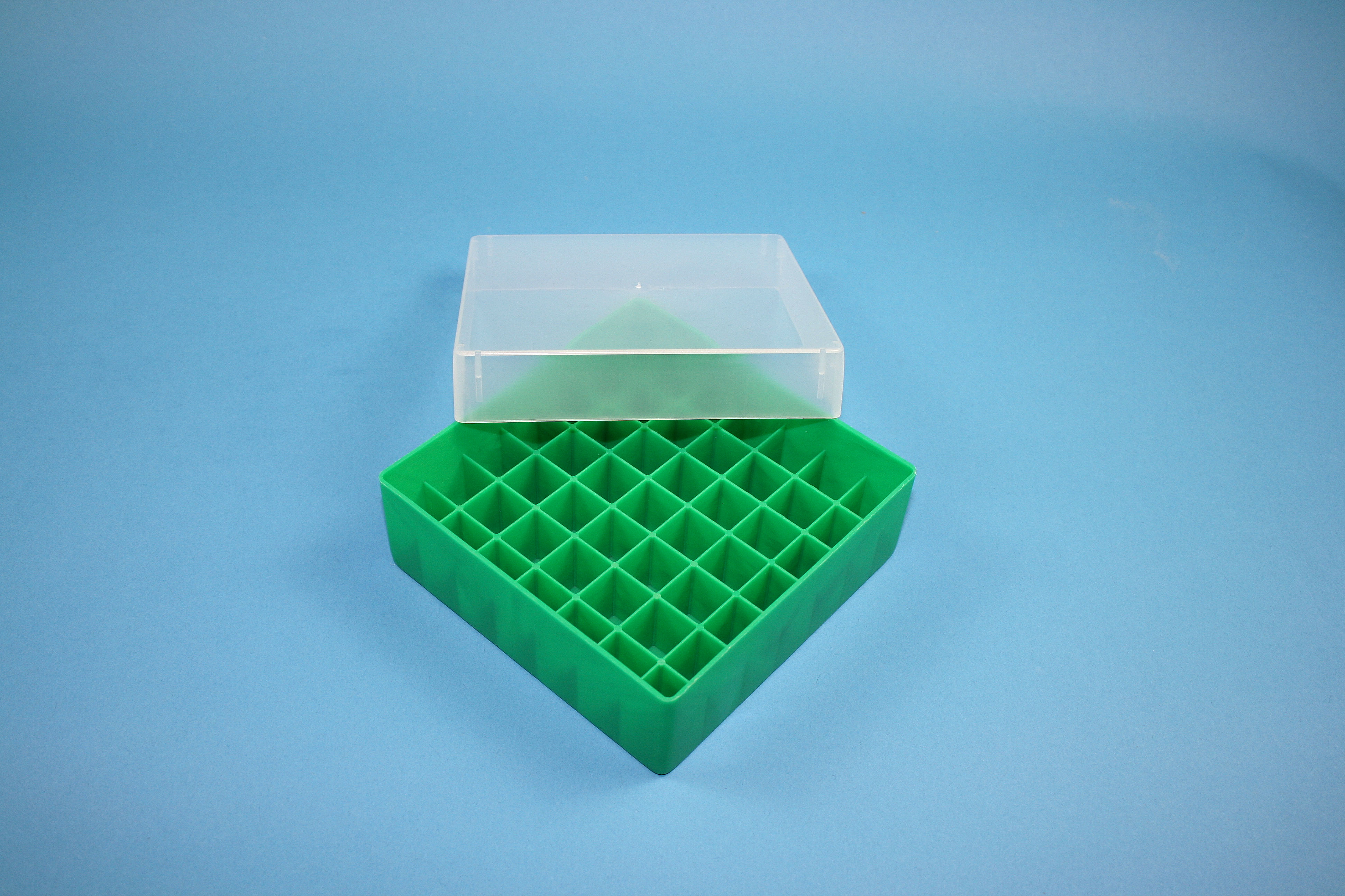 Cryo box, 130x130x52mm, 7x7 holes, green