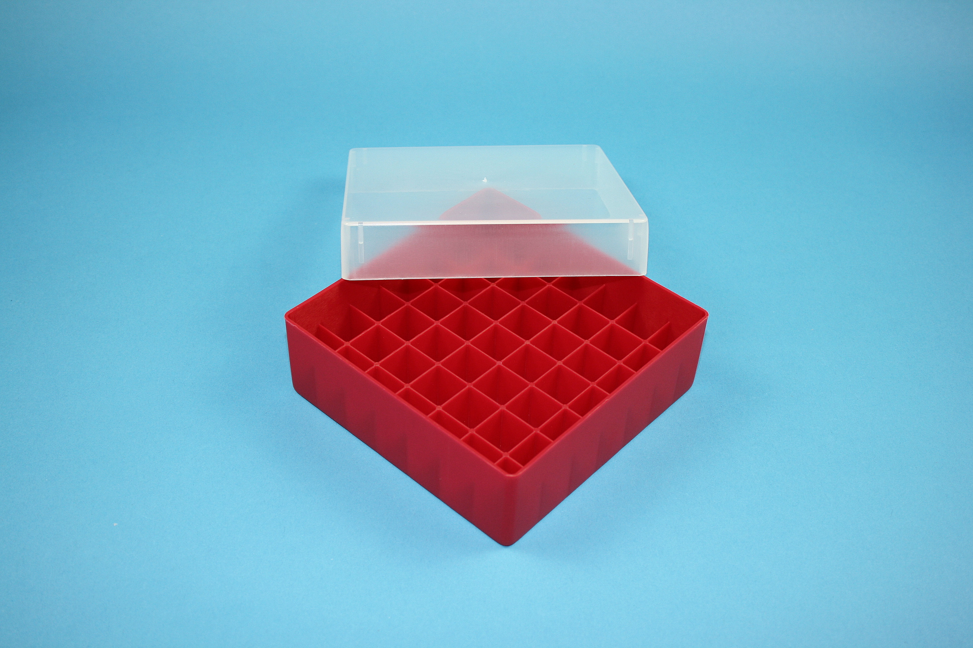 Cryo box, 130x130x52mm, 7x7 holes, red