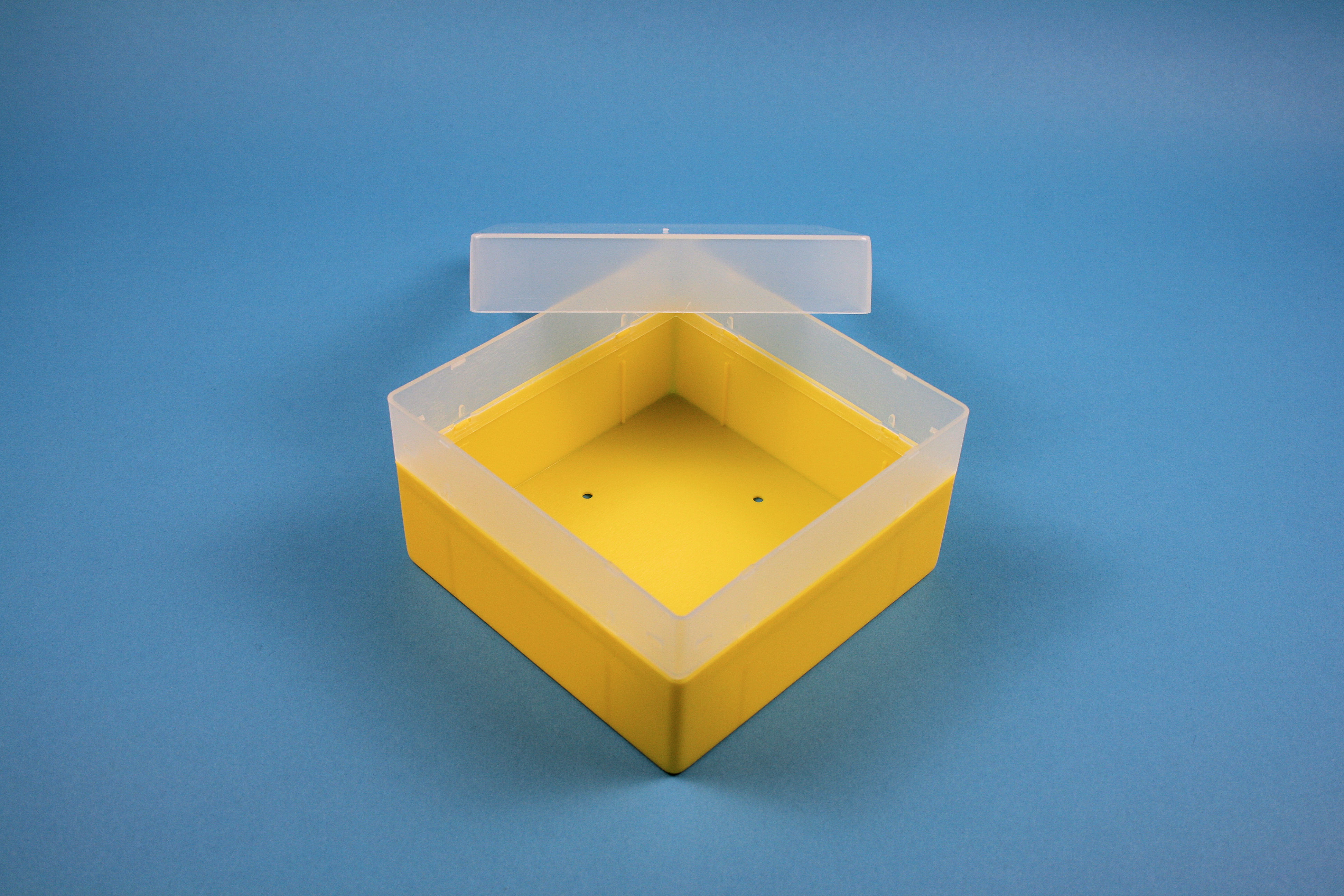 Cryo box, 130x130x70-80mm, 1x1 holes, yellow