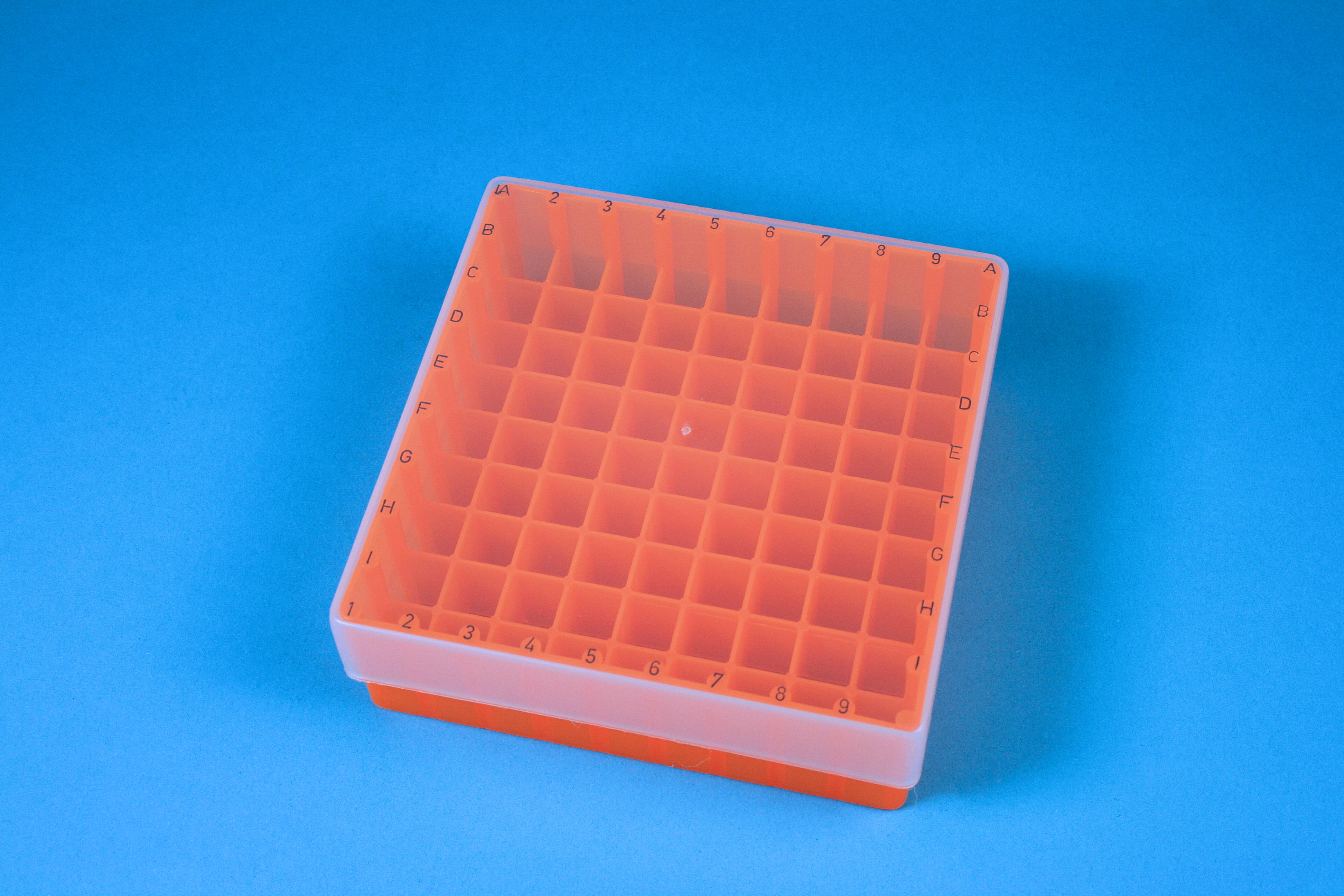 Cryo box, 130X130mm, var., 81 hl., neonorange