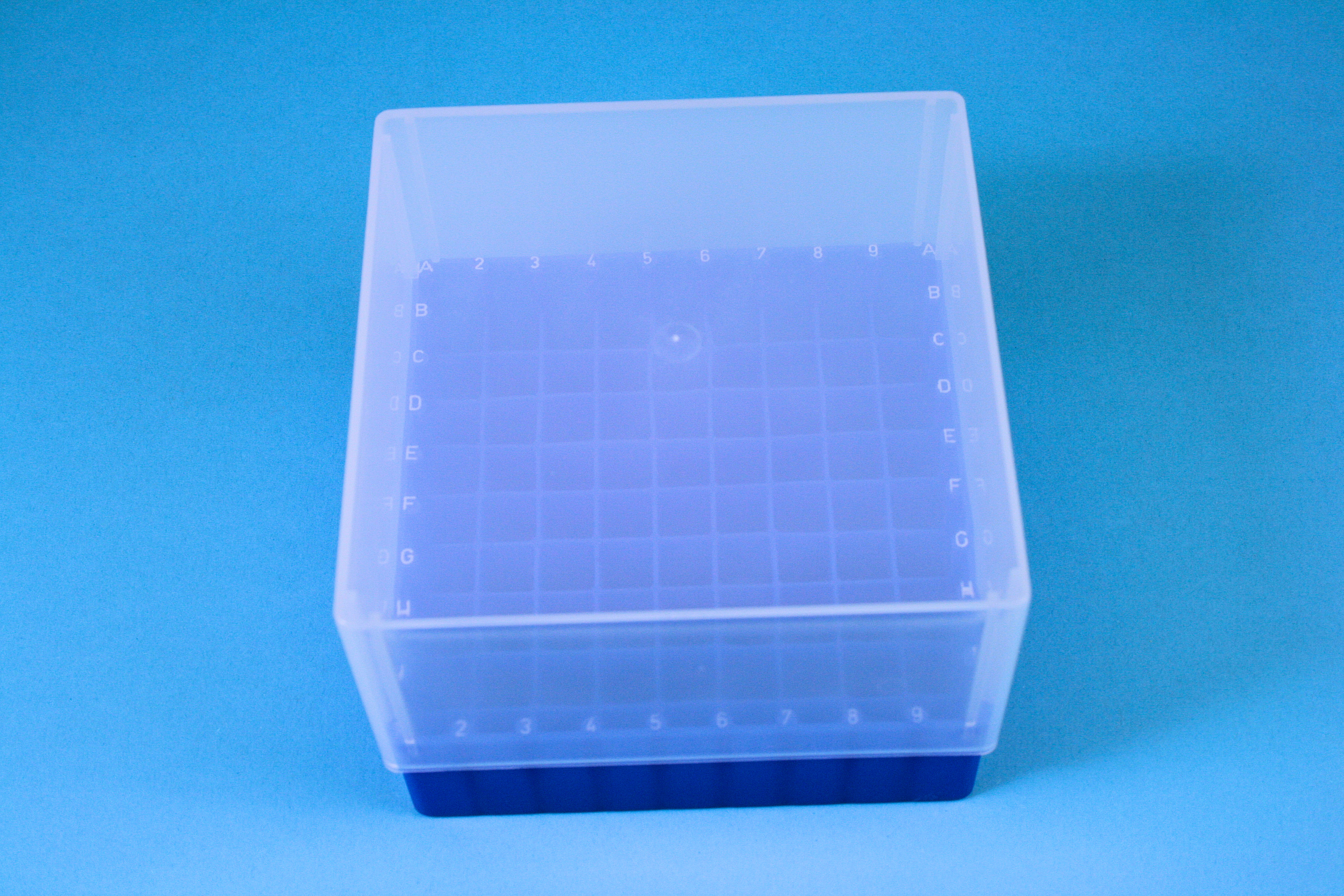 Frysekasse, 130x130x95mm 9x9 huller á 12.5mm blå