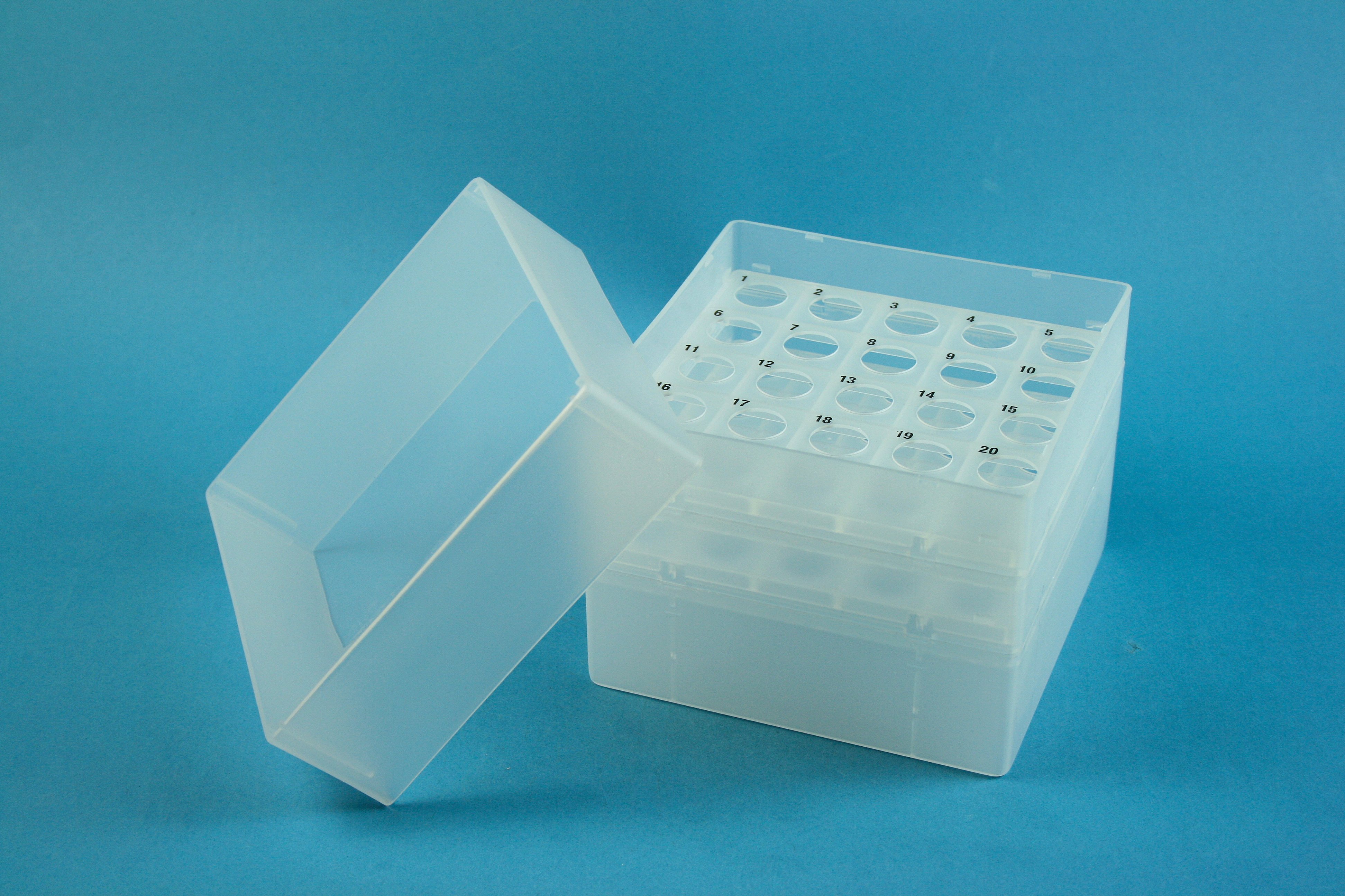 Cryo box, 130x130x128mm 5x5 holes Ø 17mm, nature