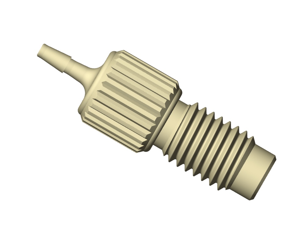 Adapter PEEK 1/4"-28 han til 1mm slange, 5 stk
