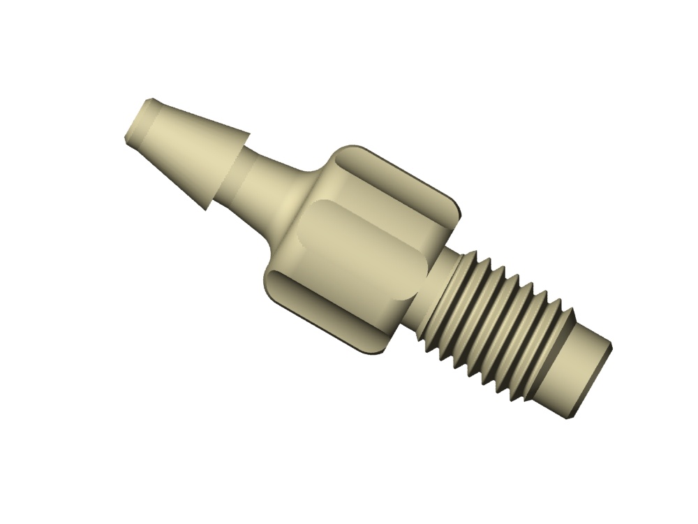 BARBED ADAPTOR, 1/4"-28M, 3,0MM, PEEK,