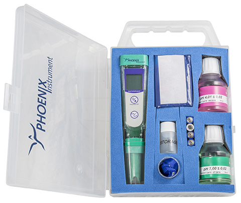 pH-Tester with solutions in case