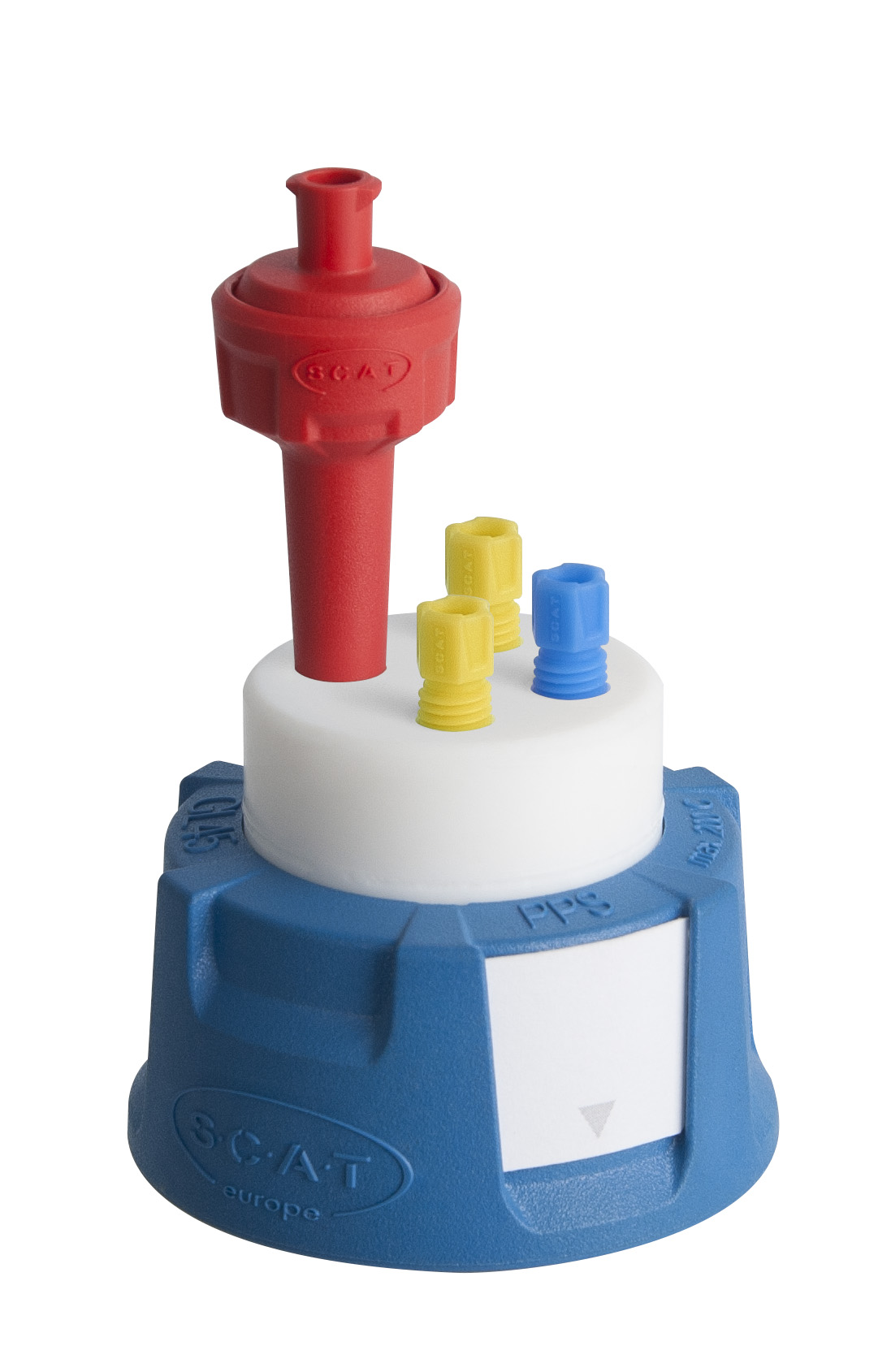 Låg til reservoirflaske GL45, 3x3,2mm m. ventil