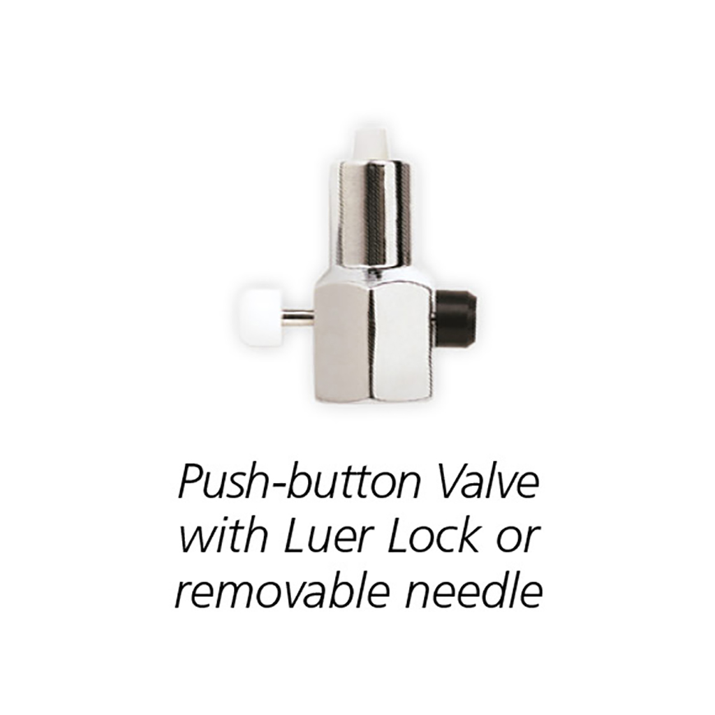 Sprøjteventil, push-button, med luer lock