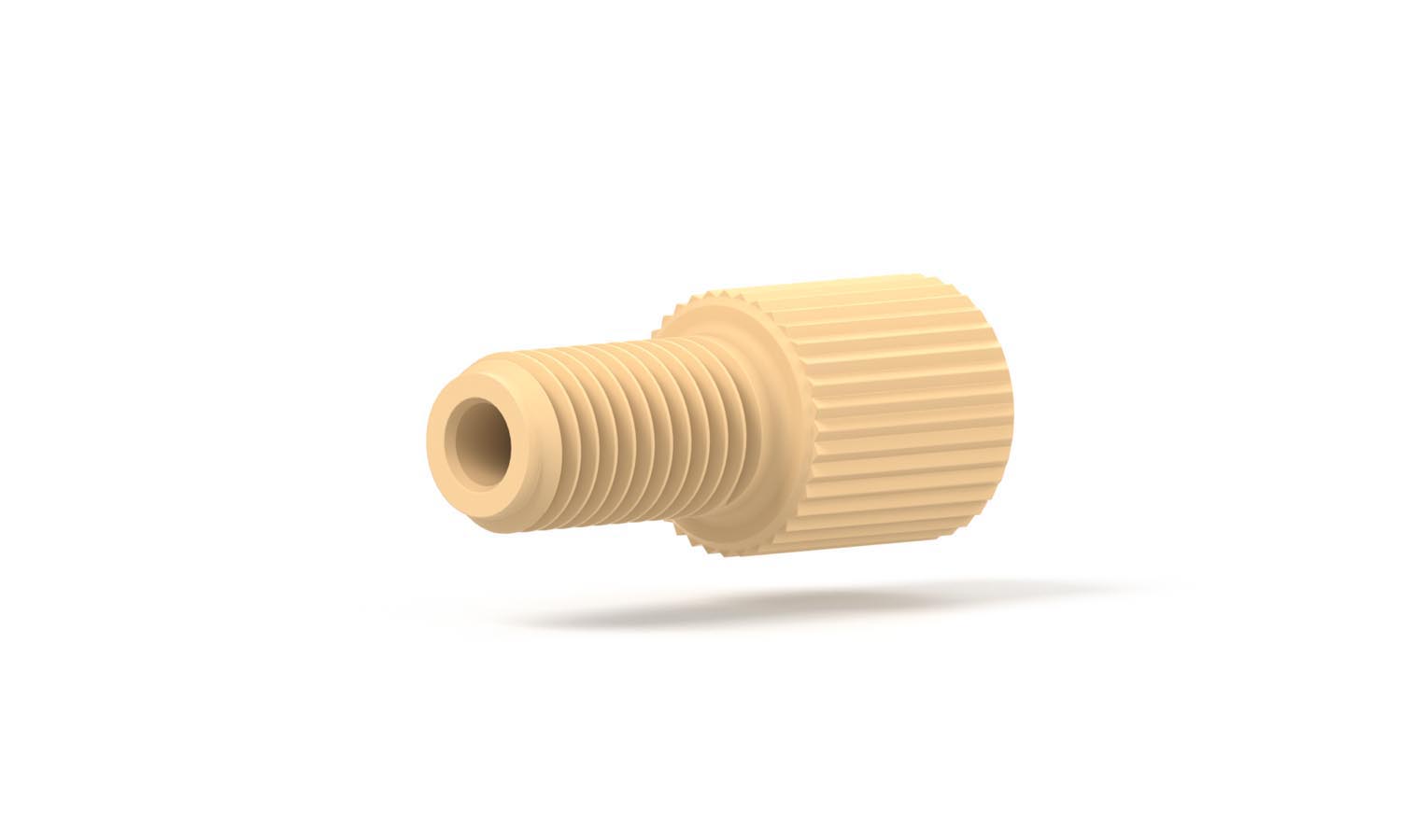 Fl.less Male Nut Delrin, 1/4-28, 1/16 OD, Cream