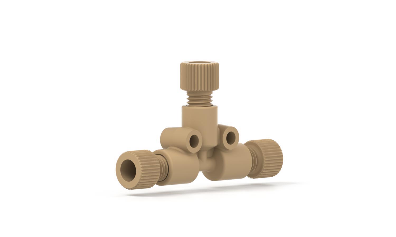 T-stykke, PEEK, 1/8", 1,25 mm, med P300/P335