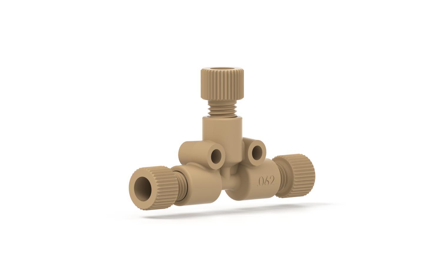 Tee Assembly PEEK for 1/8" OD, 0,062 thru hole