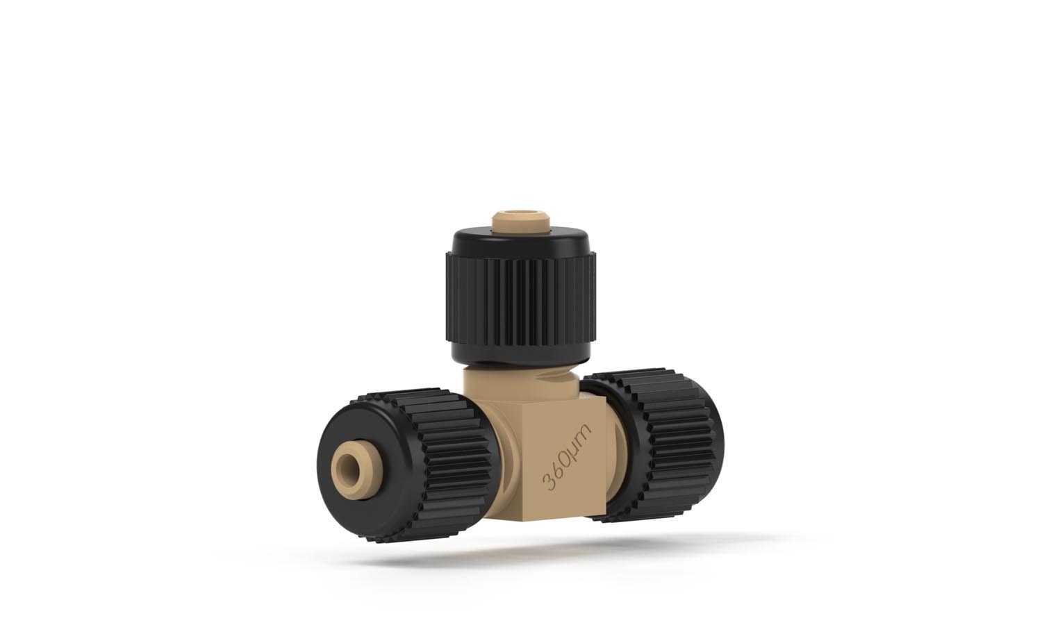 T-stykke Microtight, PEEK, 360um, med fittings